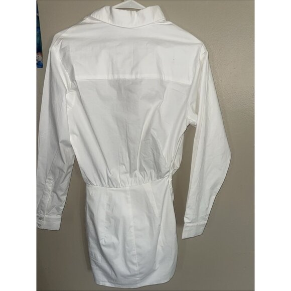Mable Womens White Ruched Shirt Dress S - Picture 2 of 16